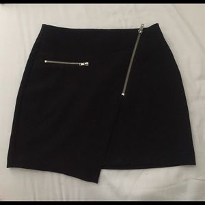 H&M black mini skirt with zips size 2